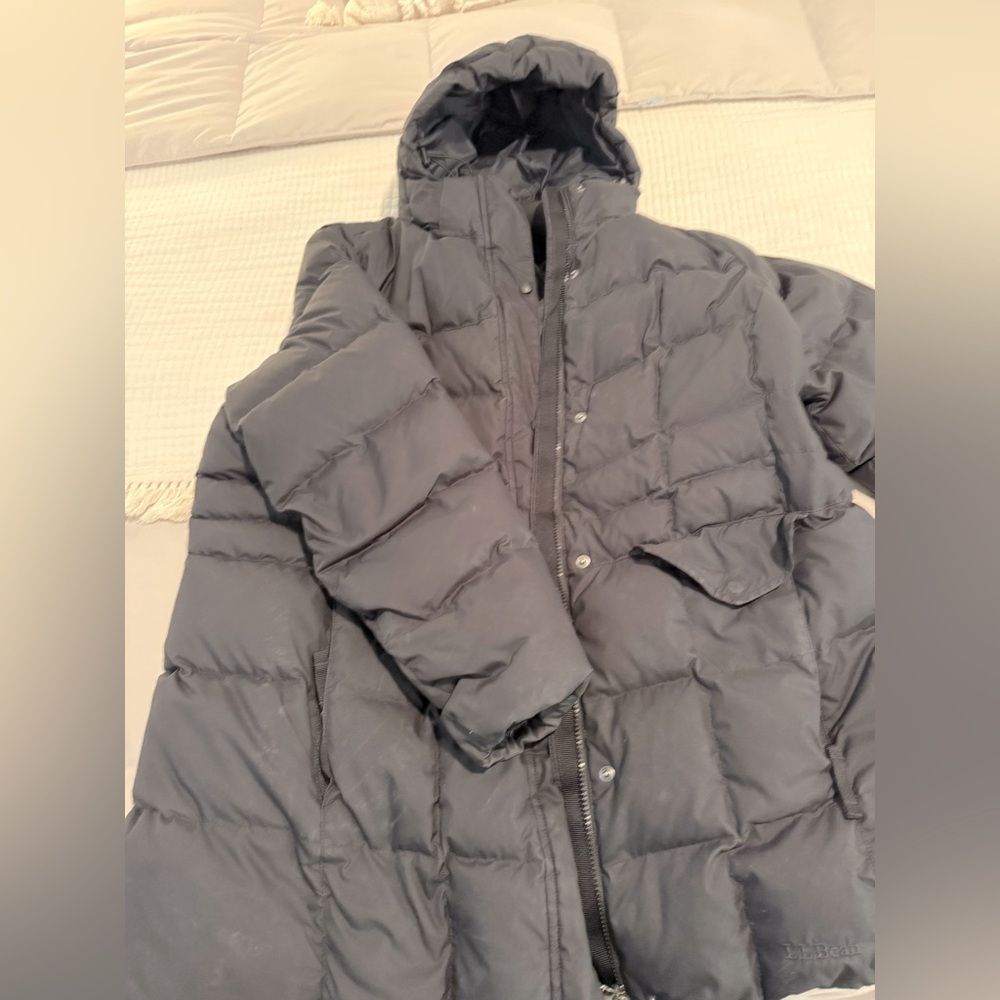 LL Bean 2X Black Downtex Water-repellent Coat